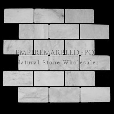 Carrara Marble Italian White Bianco Carrera 2x4 Mosaic Tumbled
