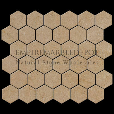 Crema Marfil Marble 1 inch Hexagon Mosaic Polished