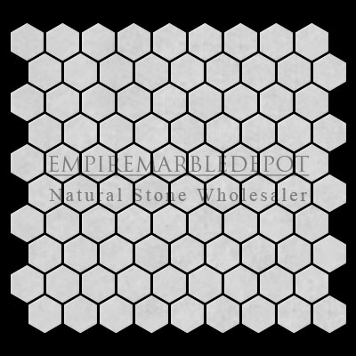 Statuary Crystal Marble Italian White Statuario 1 inch Hexagon Mosaic Polished